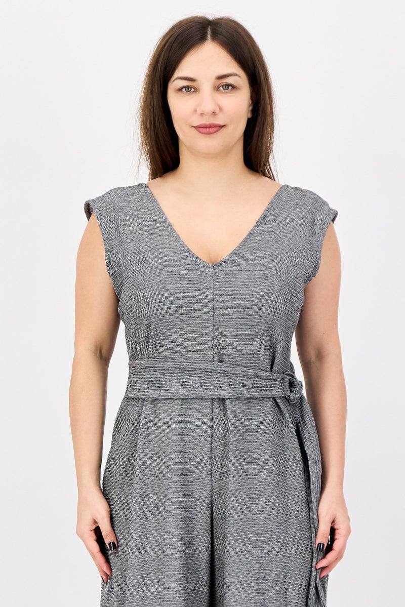 Great Plains Women Textured Sleeveless Jumpsuit, Grey - Image 3